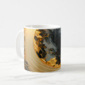 Black Gold Abstract Swirl Modern Moon コーヒーマグカップ (正面左)