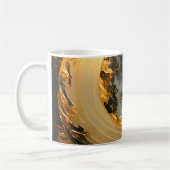 Black Gold Abstract Swirl Modern Moon コーヒーマグカップ (左)