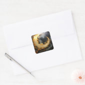 Black Gold Abstract Swirl Modern Moon スクエアシール (封筒)