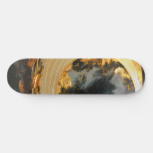 Black Gold Abstract Swirl Modern Moon スケートボード (横)