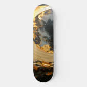 Black Gold Abstract Swirl Modern Moon スケートボード (正面)