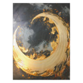 Black Gold Abstract Swirl Modern Moon テーブルクロス (正面)