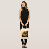 Black Gold Abstract Swirl Modern Moon トートバッグ (正面(モデル))