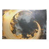 Black Gold Abstract Swirl Modern Moon 枕カバー (裏面)
