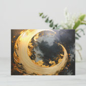 Black Gold Abstract Swirl Modern Moon 案内状 (スタンド正面)