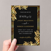 Black Gold Acrylic Wedding Invitation Example アクリル招待状 (インサイチュ (ポータブル))