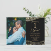Black Gold Agate 1st Wedding Anniversary Party 招待状 (スタンド正面)