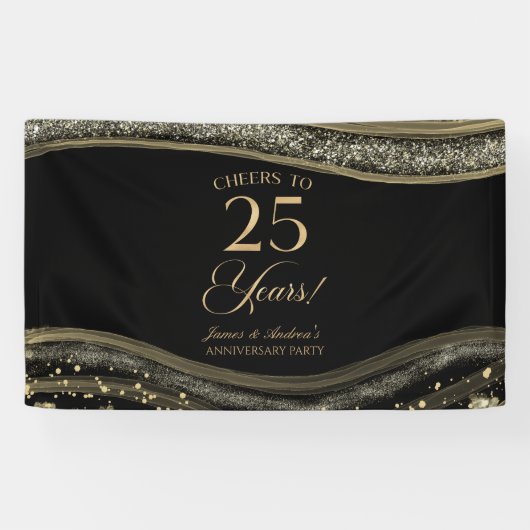 Black Gold Agate 25th Wedding Anniversary Party 横断幕 (横)