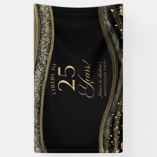 Black Gold Agate 25th Wedding Anniversary Party 横断幕 (縦)
