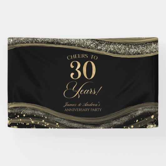 Black Gold Agate 30th Wedding Anniversary Party 横断幕 (横)
