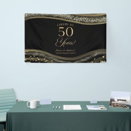 Black Gold Agate 50th Wedding Anniversary Party 横断幕 (トレードショー)