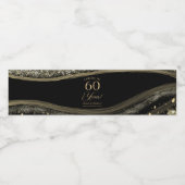 Black Gold Agate 60th Wedding Anniversary Party ペットボトルラベル (シングルラベル)