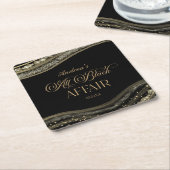 Black Gold Agate All Black Affair Birthday Party スクエアペーパーコースター (アングル)