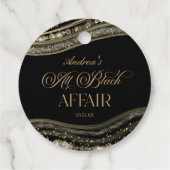 Black Gold Agate All Black Affair Birthday Party フェイバータグ (裏面)
