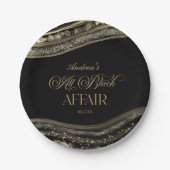 Black Gold Agate All Black Affair Birthday Party ペーパープレート (正面)