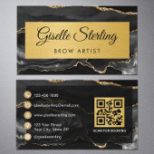 Black Gold Agate Brow Artist Glitter QR Code 名刺