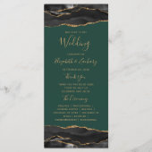 Black Gold Agate Emerald Green Wedding プログラム (正面)