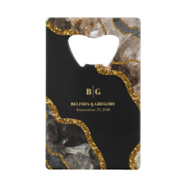 Black & Gold Agate Geode Glitter Wedding  クレジットカード栓抜き