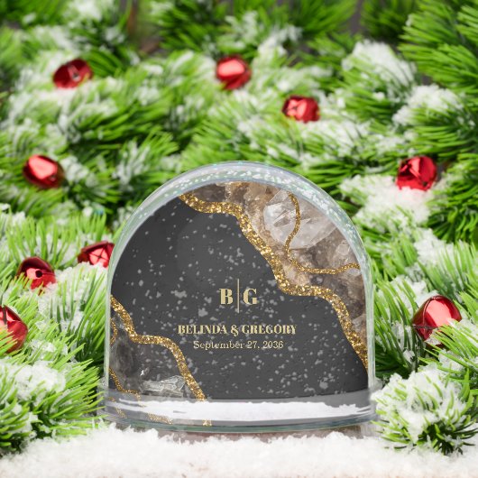 Black & Gold Agate Geode Glitter Wedding Favor (クリスマス)