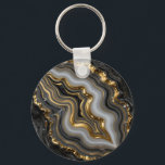 Black Gold Agate Geode Luxury Marble キーホルダー<br><div class="desc">Mesmerizing black and charcoal agate with flowing bands of soft gray and creamy white,  dramatically framed and veined in molten liquid gold. This opulent,  high-contrast geode design exudes modern luxury,  sophistication and powerful elegance perfect for those who love dark,  glamorous mineral aesthetics.</div>