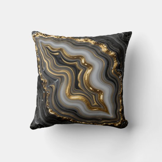 Black Gold Agate Geode Luxury Marble クッション (裏面)