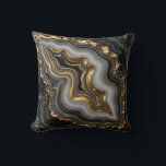 Black Gold Agate Geode Luxury Marble クッション<br><div class="desc">Mesmerizing black and charcoal agate with flowing bands of soft gray and creamy white,  dramatically framed and veined in molten liquid gold. This opulent,  high-contrast geode design exudes modern luxury,  sophistication and powerful elegance perfect for those who love dark,  glamorous mineral aesthetics.</div>