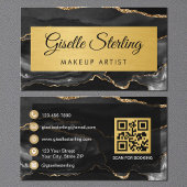 Black Gold Agate Makeup Artist Glitter QR Code 名刺