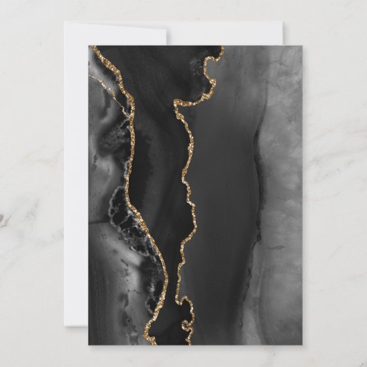 Black Gold Agate Marble Save the Date Card 招待状 (裏面)
