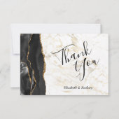 Black Gold Agate Marble Wedding Flat Thank You カード (正面)