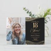 Black Gold Agate Picture 18th Birthday Party 招待状 (スタンド正面)