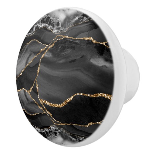Black Gold Agate Watercolor Ceramic Knob セラミックノブ (右)