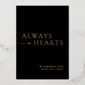 Black & Gold Always in Our Hearts Sign 箔招待状 (正面)