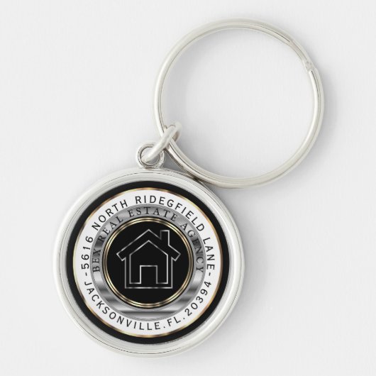 Black, Gold and Silver Home - Realtor Custom  キーホルダー (正面)