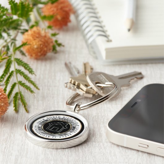 Black, Gold and Silver Home - Realtor Custom  キーホルダー (側面)