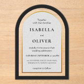 Black gold and white simplistic wedding アクリル招待状 (正面)