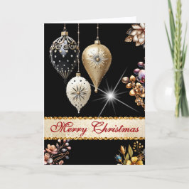 Black, Gold and White Vintage Ornaments Christmas シーズンカード