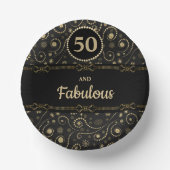 Black & Gold ANY AGE Birthday ペーパーボウル (正面)