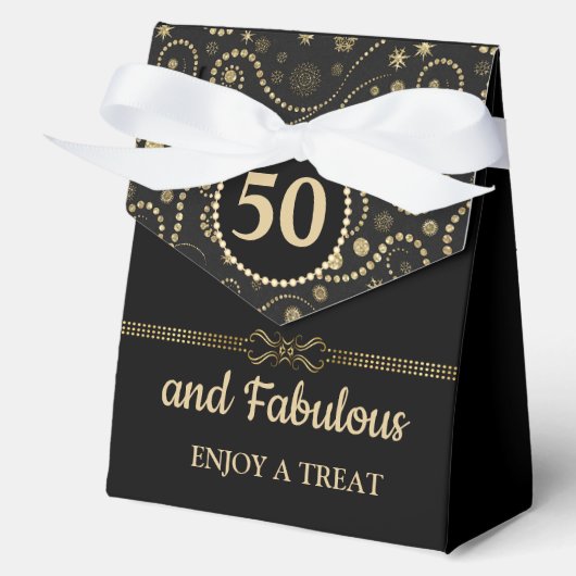 Black &Gold ANY AGE Birthday 4"w x 2"l x 5"h フェイバーボックス (正面)