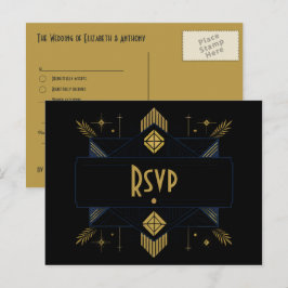 Black & Gold Art Deco Elegant 1920s Gatsby Style ポストカード