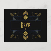 Black & Gold Art Deco Elegant 1920s Gatsby Style ポストカード (正面)