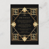 Black & Gold Art Deco Geometric Wedding  エンクロージャーカード (正面)