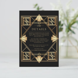Black & Gold Art Deco Geometric Wedding  エンクロージャーカード