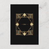 Black & Gold Art Deco Geometric Wedding  エンクロージャーカード (裏面)