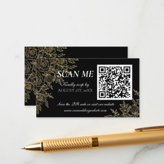 Black Gold Art Deco Glamorous Wedding RSVP Card エンクロージャーカード