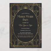 Black Gold Art Deco Murder Mystery New Year Party 招待状 (正面)