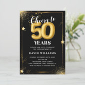Black Gold Balloons 50th Birthday Party Invitation 招待状 (スタンド正面)