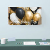 Black & Gold Balloons Personalized Happy Birthday 横断幕 (トレードショー)
