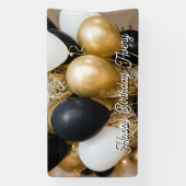 Black & Gold Balloons Personalized Happy Birthday 横断幕 (縦)