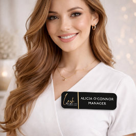 Black & Gold Beauty Name Tag | Luxury Badge  名札