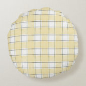 Black Gold Bee Stripes Butter Yellow Plaid ラウンドクッション (裏面)
